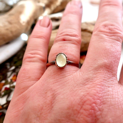 Oval Prehnite Ring | Copper - Blackbird & Sage