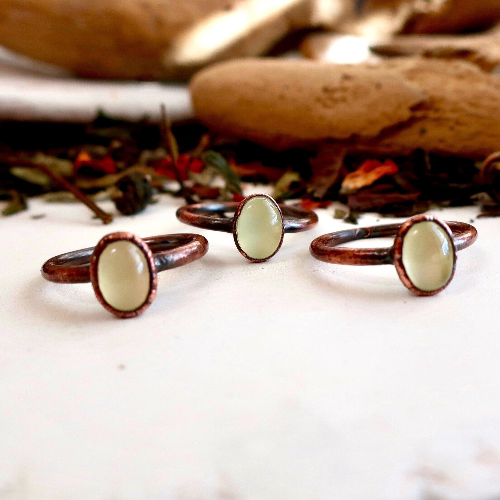 Oval Prehnite Ring | Copper - Blackbird & Sage