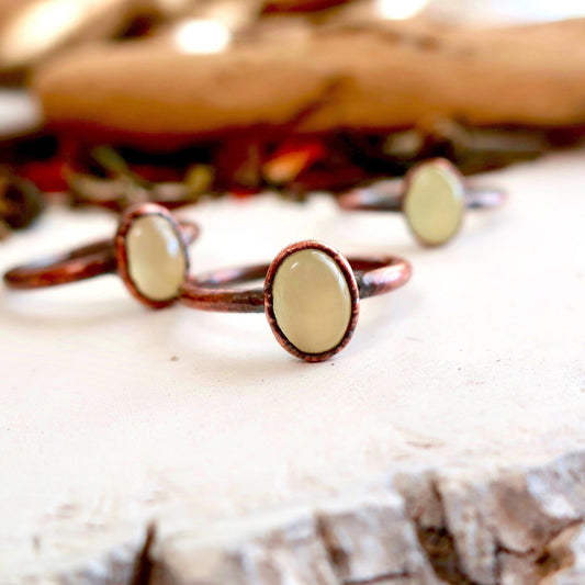 Oval Prehnite Ring | Copper - Blackbird & Sage