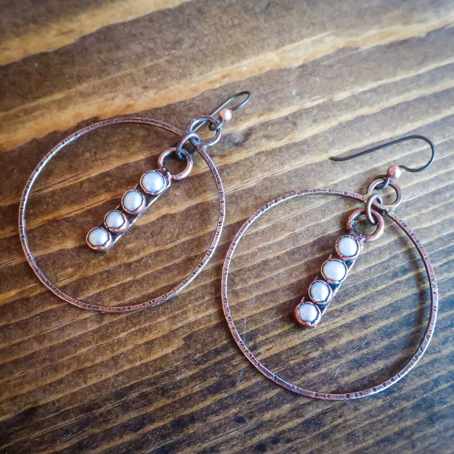 Wisdom of the Pearl Hoop Earrings | Copper & Bronze - Blackbird & Sage