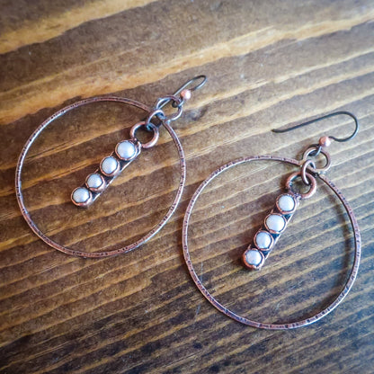 Wisdom of the Pearl Hoop Earrings | Copper & Bronze - Blackbird & Sage