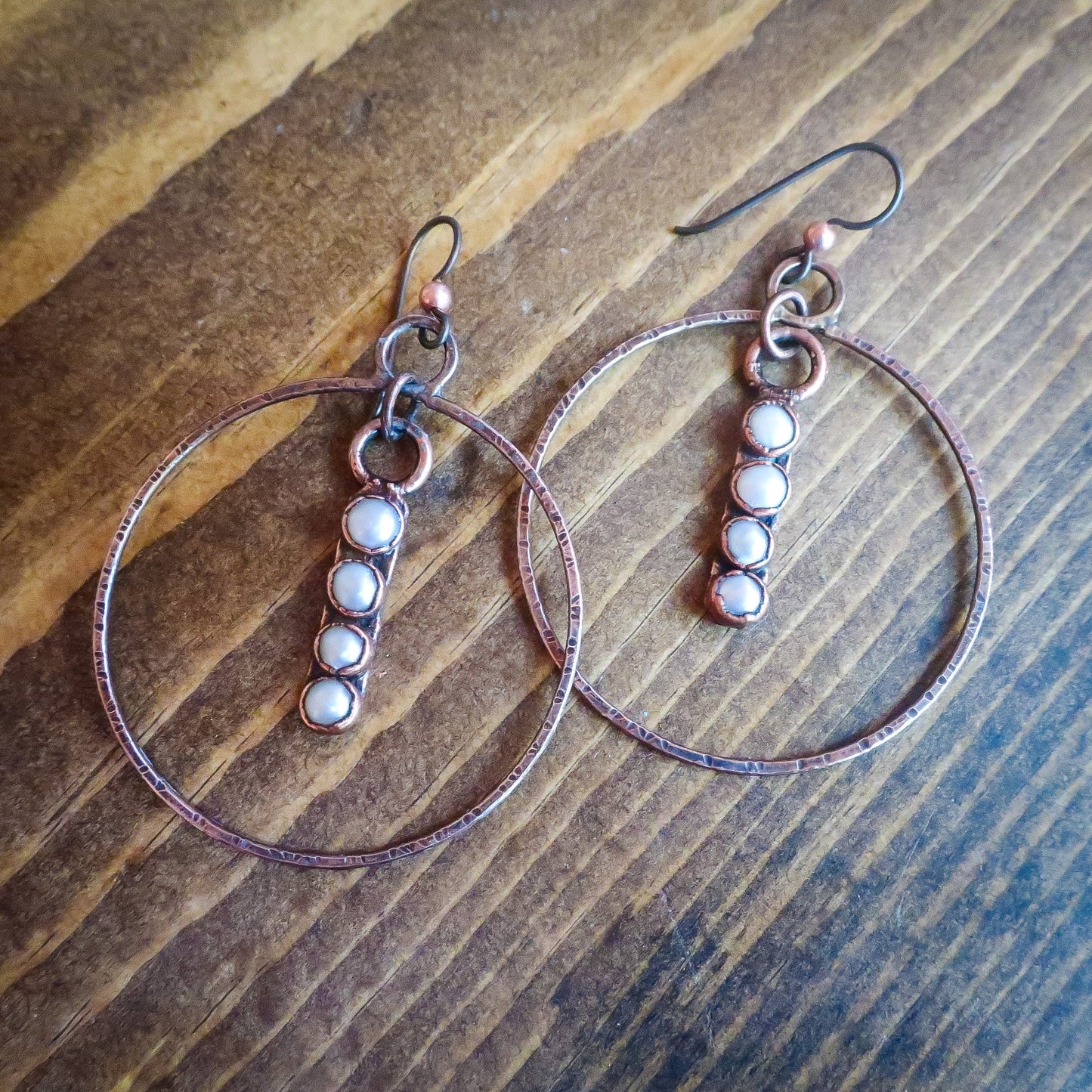 Wisdom of the Pearl Hoop Earrings | Copper & Bronze - Blackbird & Sage