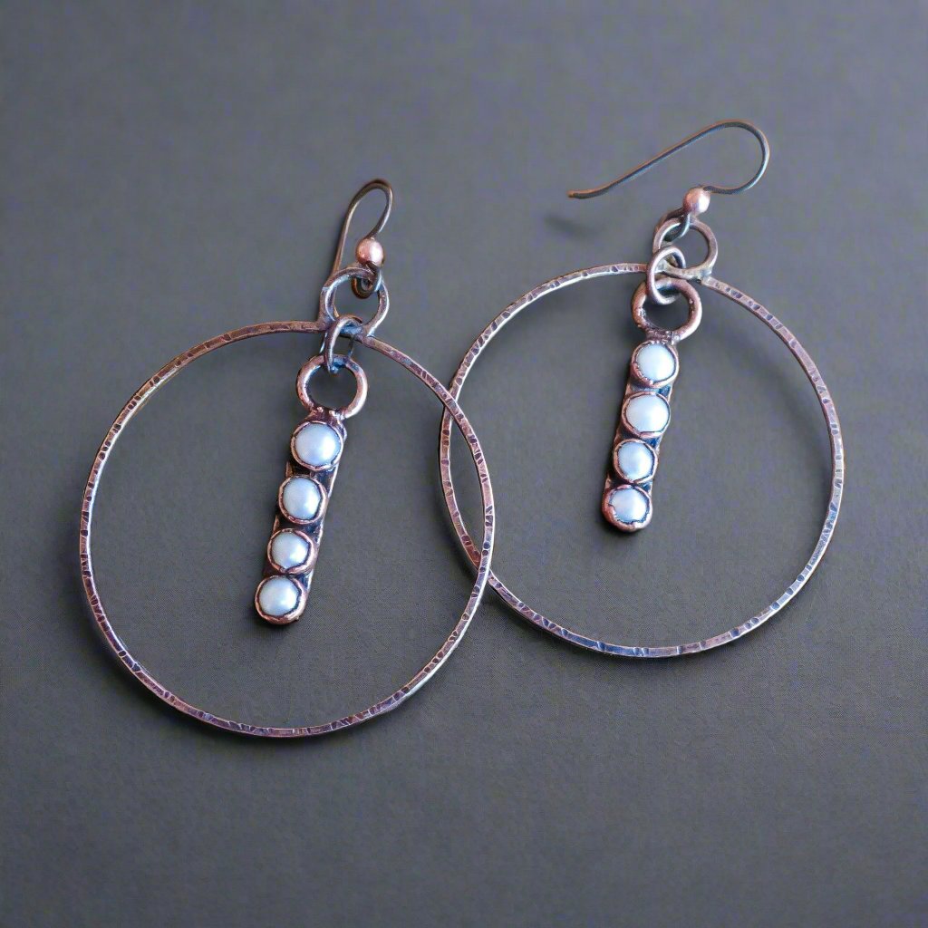 Wisdom of the Pearl Hoop Earrings | Copper & Bronze - Blackbird & Sage