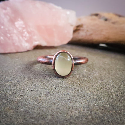 Prehnite Oval Stone Ring | Copper | Size 5, 5.25, 6 - Blackbird & Sage