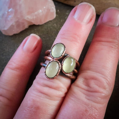 Prehnite Oval Stone Ring | Copper | Size 5, 5.25, 6 - Blackbird & Sage