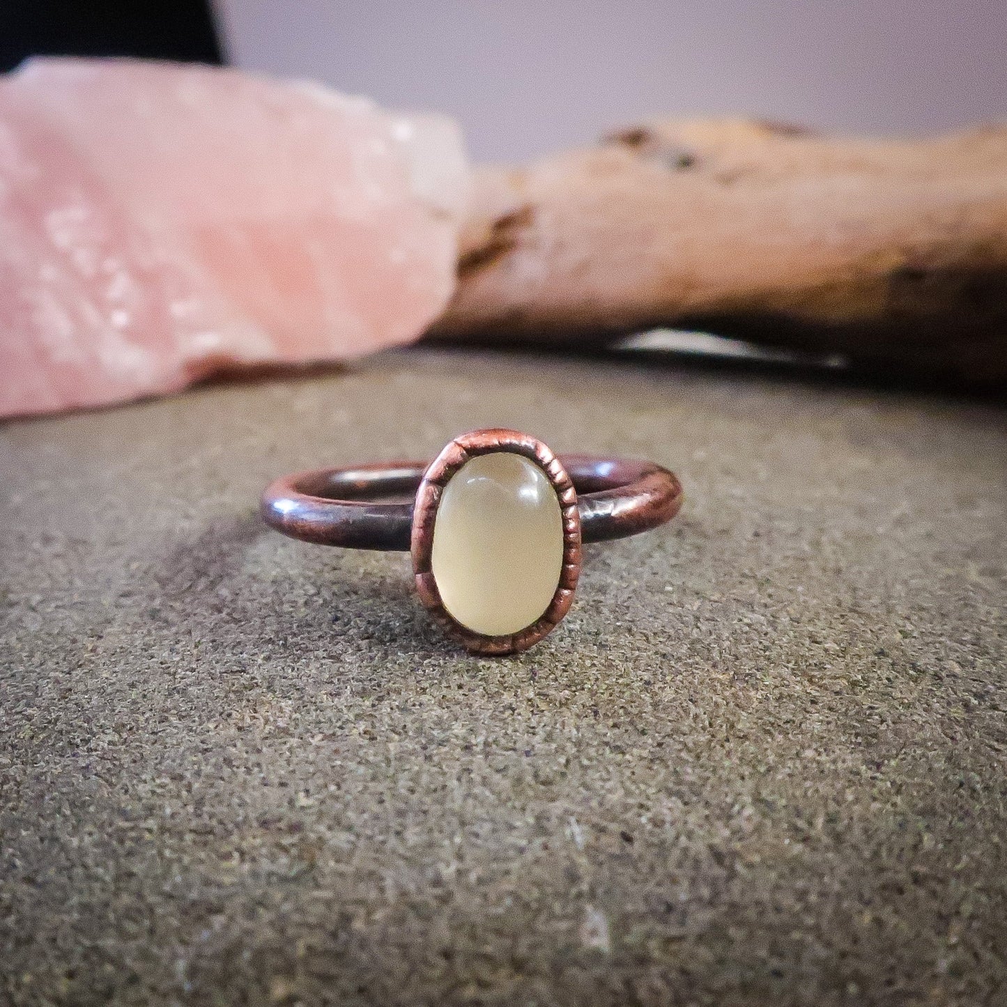 Prehnite Oval Stone Ring | Copper | Size 5, 5.25, 6 - Blackbird & Sage