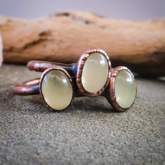 Prehnite Oval Stone Ring | Copper | Size 5, 5.25, 6 - Blackbird & Sage