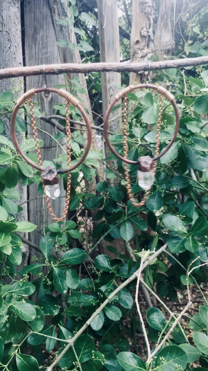 Ultimate Manifester Quartz Statement Earrings  | Copper & Bronze - Blackbird & Sage Studio