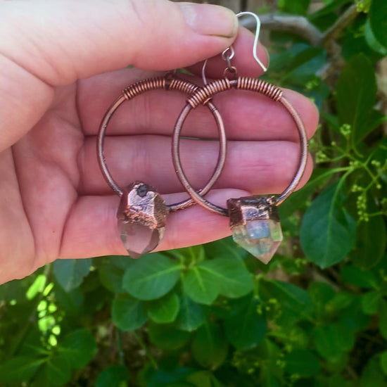 Energy Amplifier Quartz Hoop Earrings | Copper - Blackbird & Sage