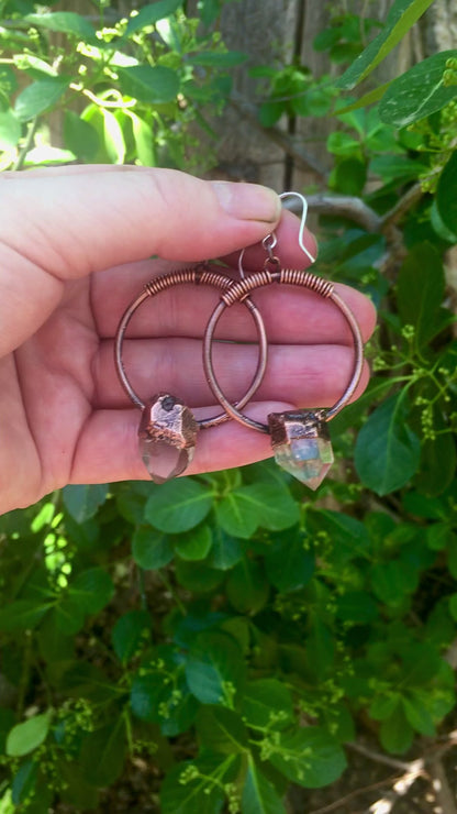 Energy Amplifier Quartz Hoop Earrings | Copper - Blackbird & Sage