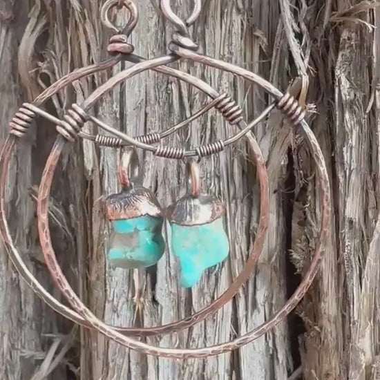 Solace for the Spirit Turquoise Hoop Earrings | Copper - Blackbird & Sage