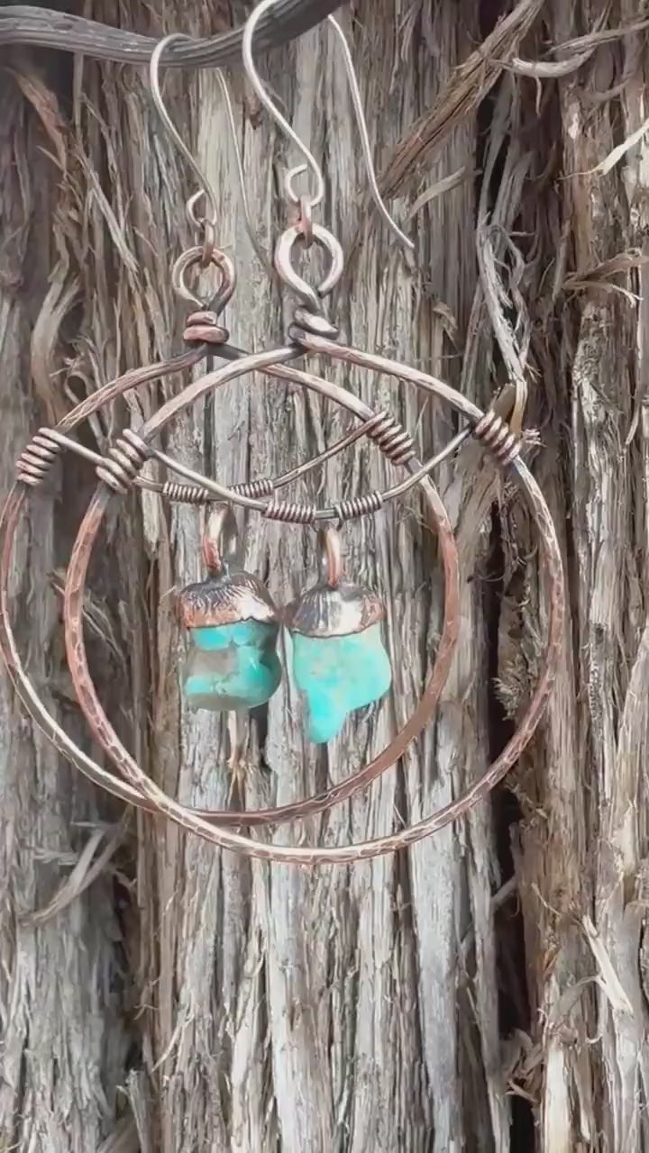 Solace for the Spirit Turquoise Hoop Earrings | Copper - Blackbird & Sage