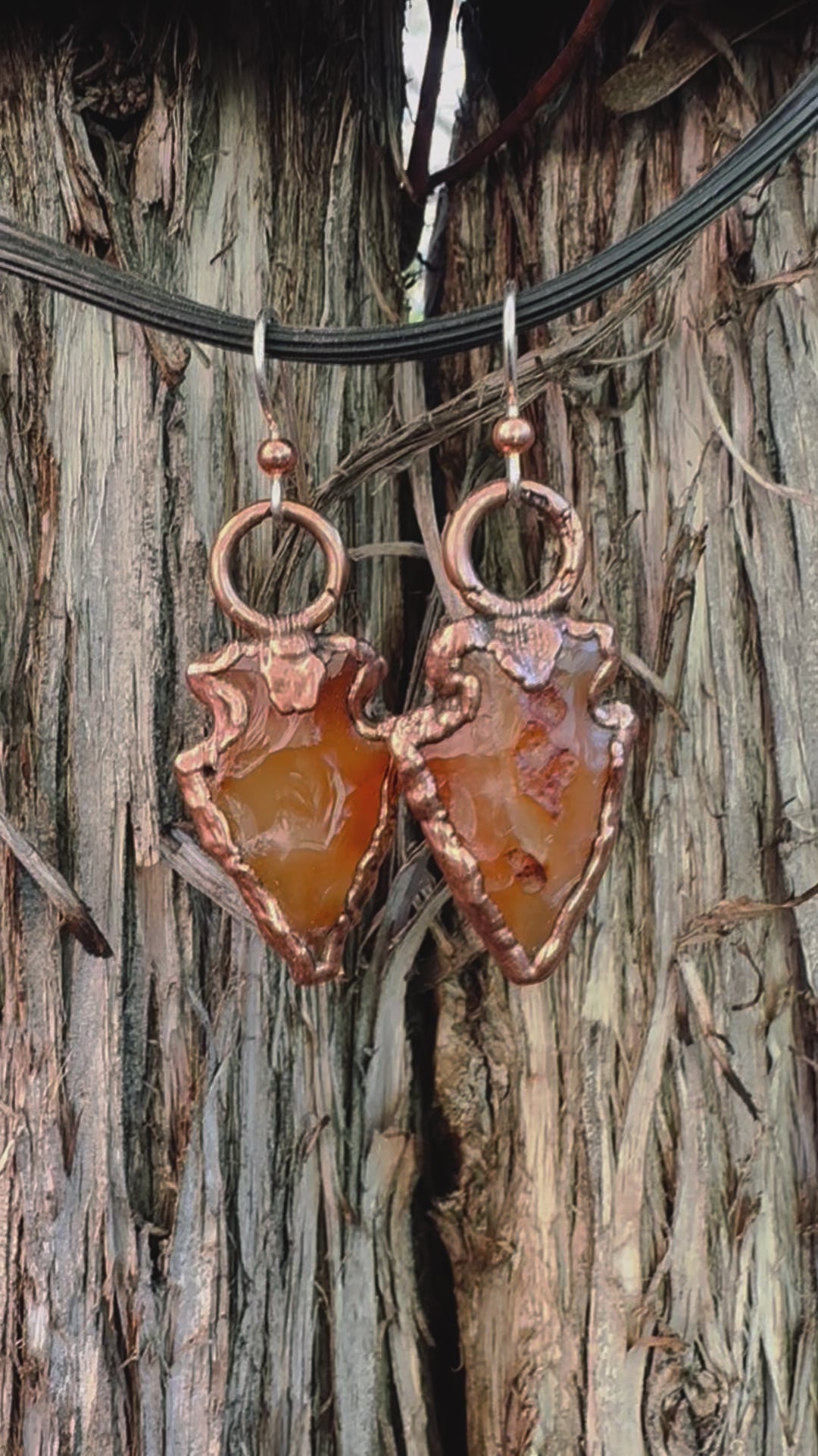 Carnelian Arrowhead Earrings | Copper & Silver - Blackbird & Sage Studio