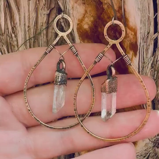 Master Healer Quartz Earrings | Bronze & Copper - Blackbird & Sage