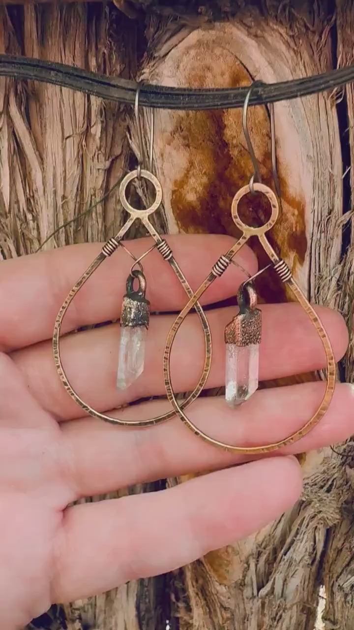 Master Healer Quartz Earrings | Bronze & Copper - Blackbird & Sage