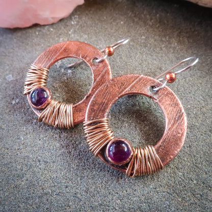 Temperance Amethyst Drop Earrings | Copper & Bronze - Blackbird & Sage