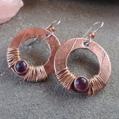 Temperance Amethyst Drop Earrings | Copper & Bronze - Blackbird & Sage