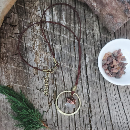 Energy Activator Quartz Chakra Necklace | Brass & Leather - Blackbird & Sage