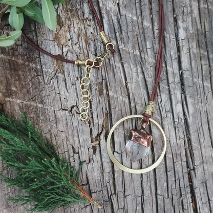 Energy Activator Quartz Chakra Necklace | Brass & Leather - Blackbird & Sage