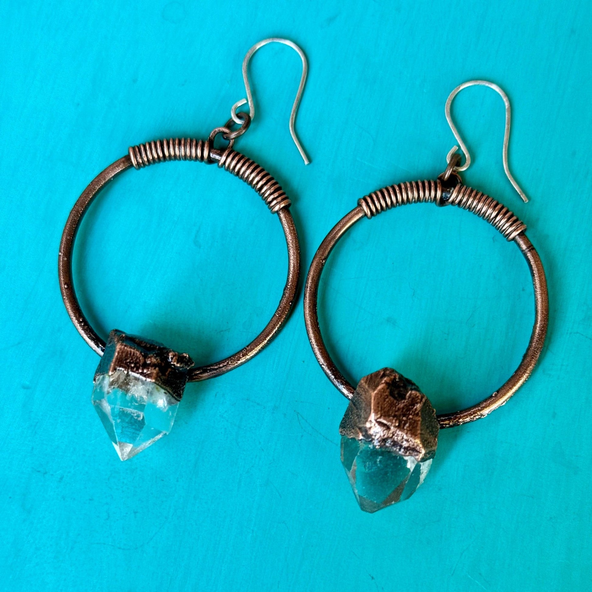 Energy Amplifier Quartz Hoop Earrings | Copper - Blackbird & Sage