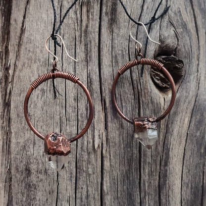 Energy Amplifier Quartz Hoop Earrings | Copper - Blackbird & Sage