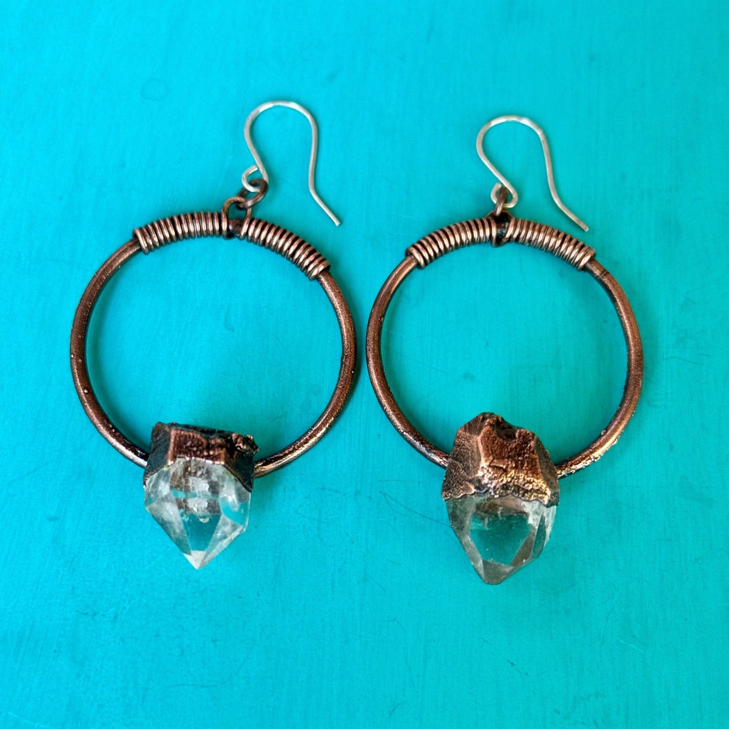 Energy Amplifier Quartz Hoop Earrings | Copper - Blackbird & Sage