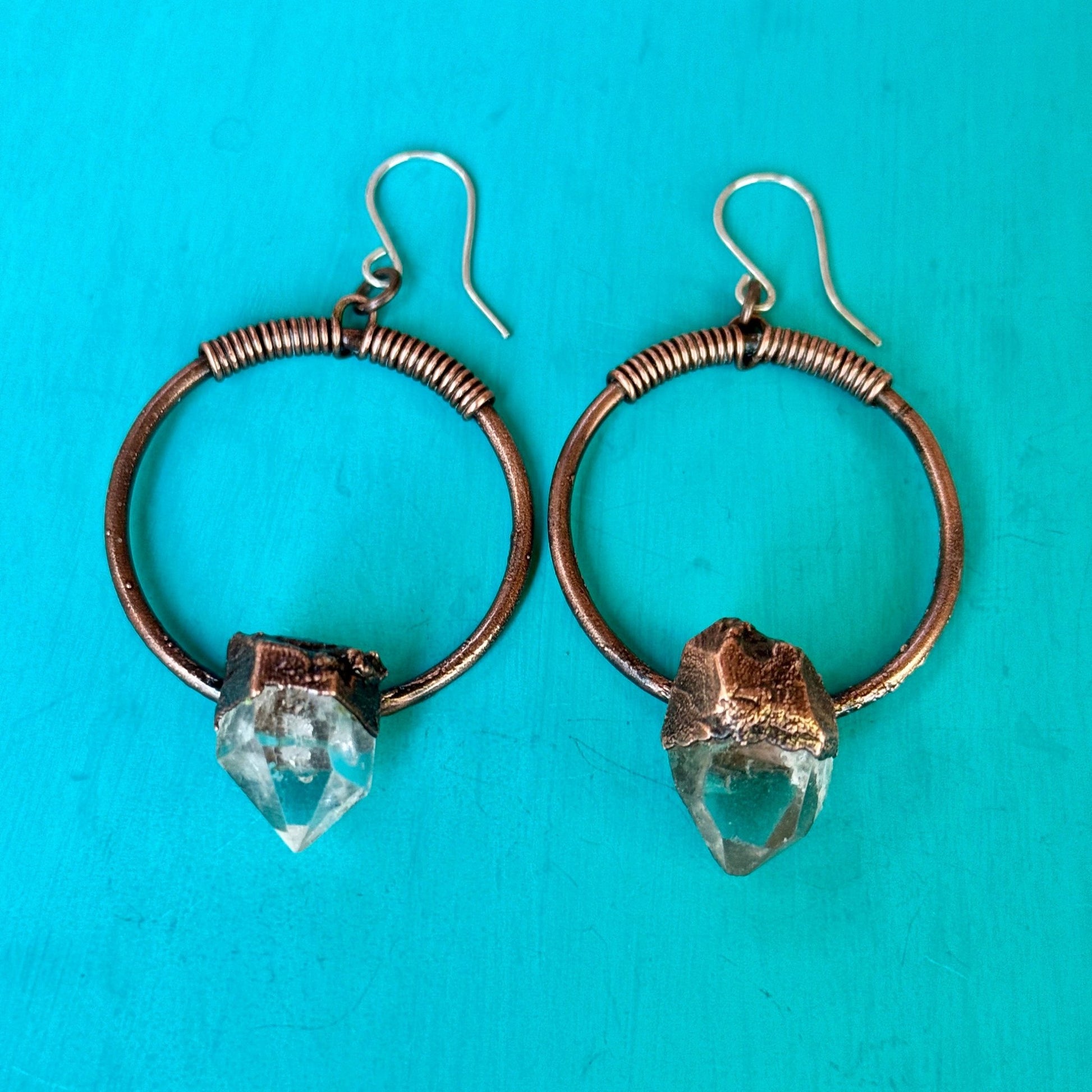 Energy Amplifier Quartz Hoop Earrings | Copper - Blackbird & Sage