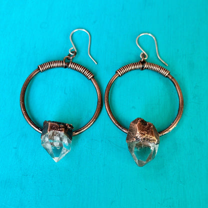 Energy Amplifier Quartz Hoop Earrings | Copper - Blackbird & Sage