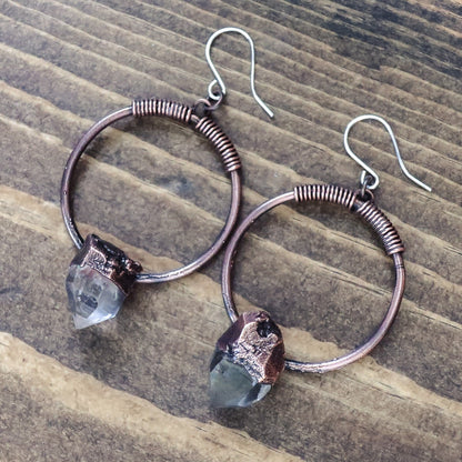 Energy Amplifier Quartz Hoop Earrings | Copper - Blackbird & Sage