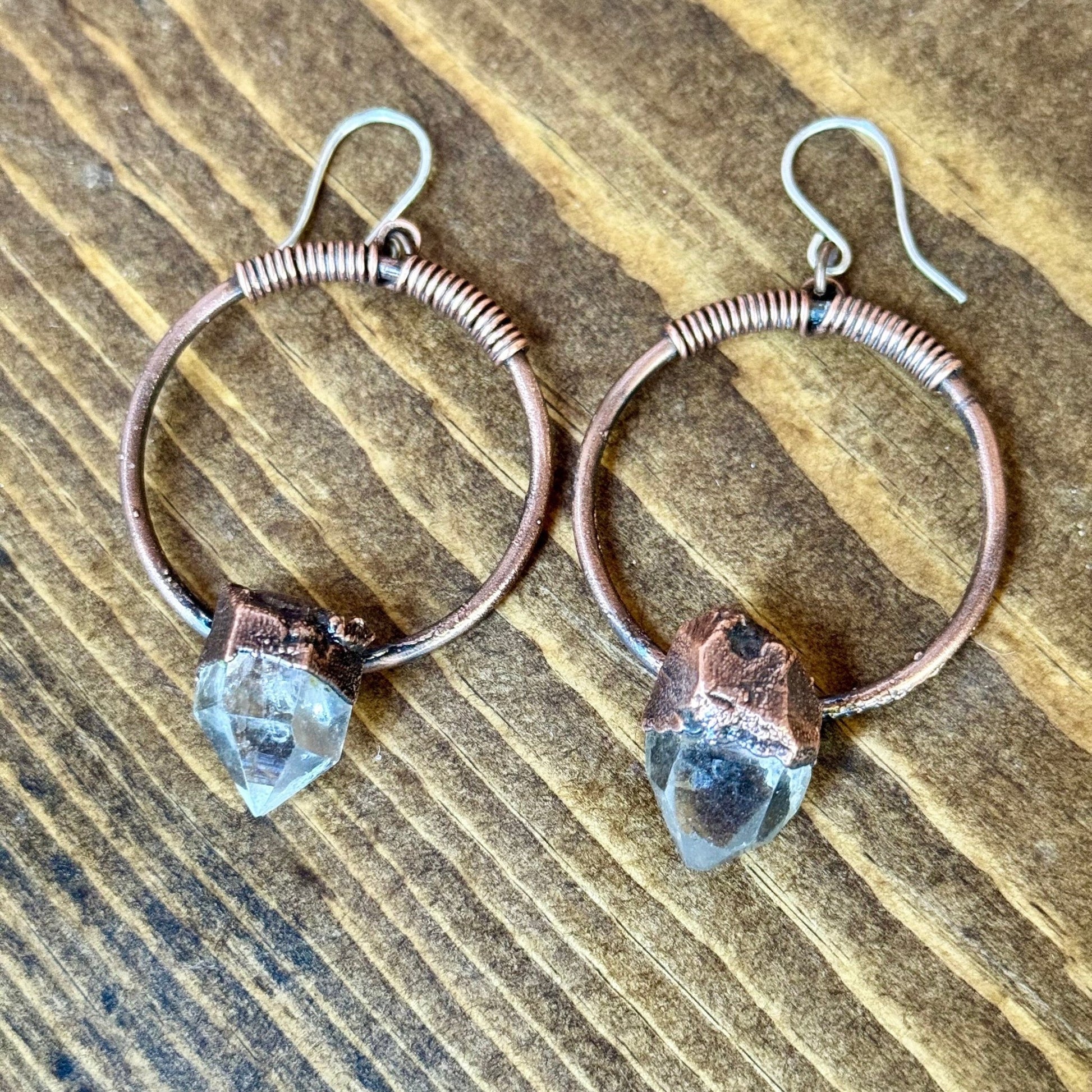 Energy Amplifier Quartz Hoop Earrings | Copper - Blackbird & Sage