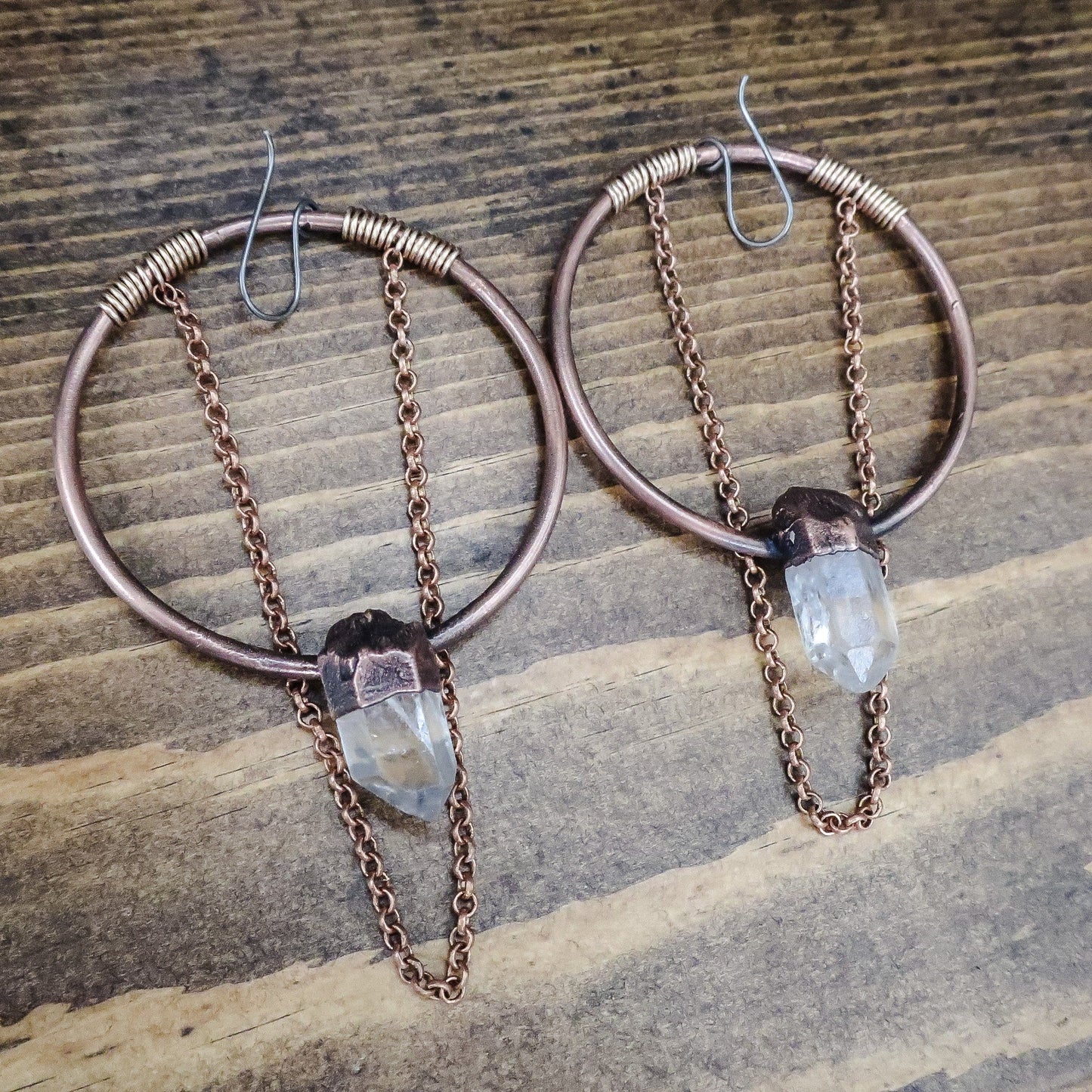 Ultimate Manifester Quartz Statement Earrings  | Copper & Bronze - Blackbird & Sage Studio