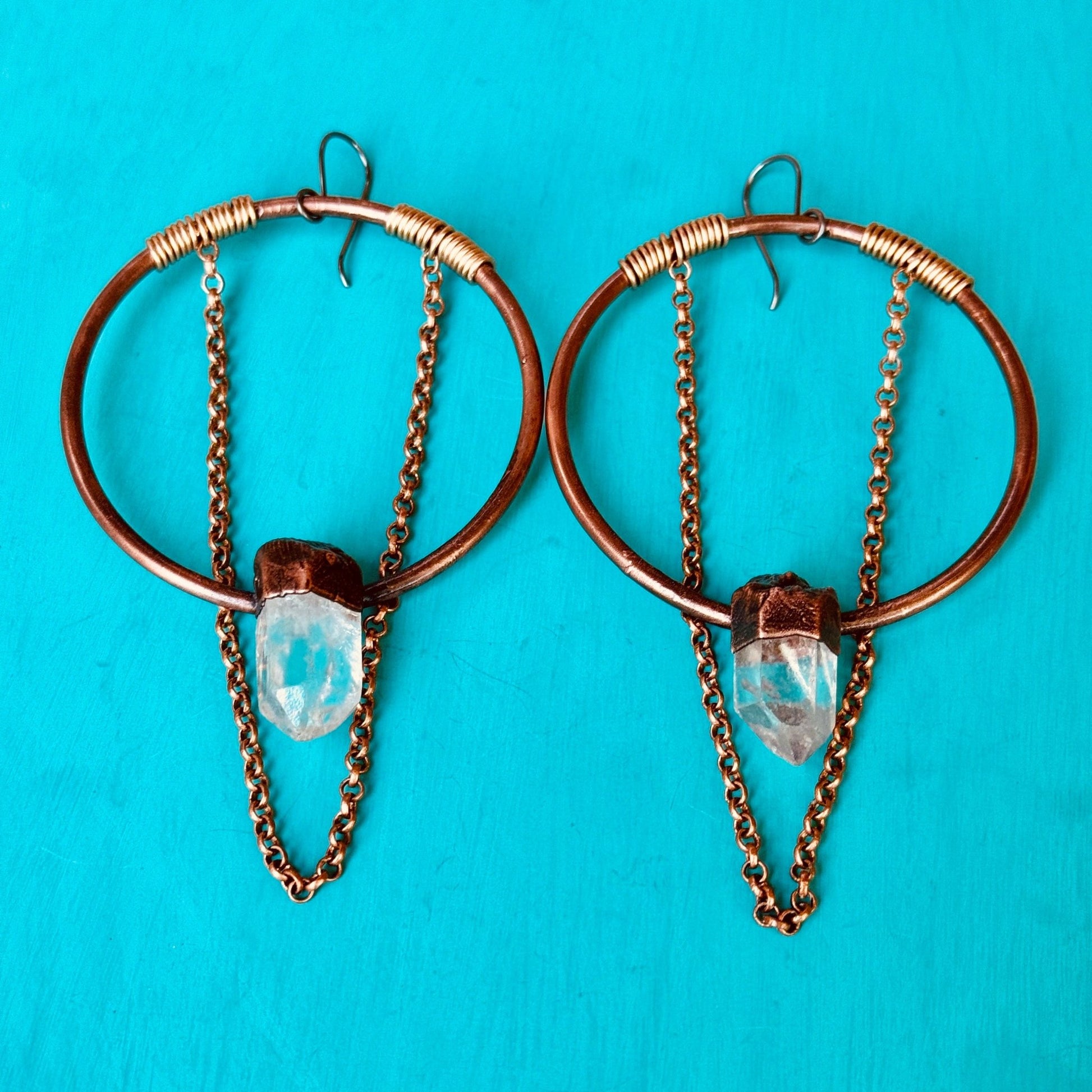 Ultimate Manifester Quartz Statement Earrings  | Copper & Bronze - Blackbird & Sage Studio