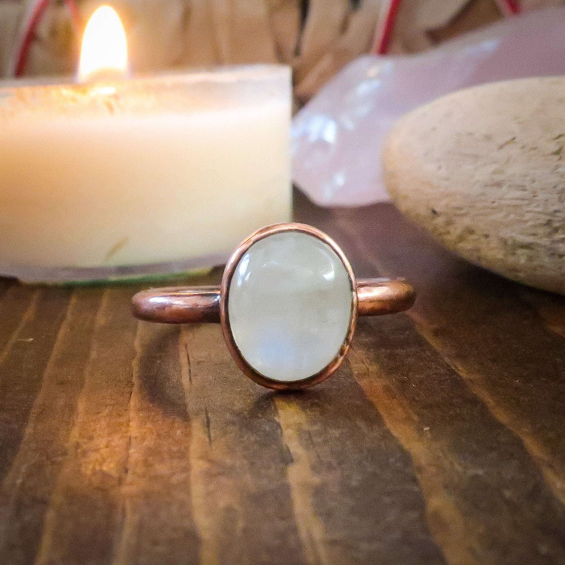 Rainbow Moonstone Ring | Copper | Size 7.5 - Blackbird & Sage