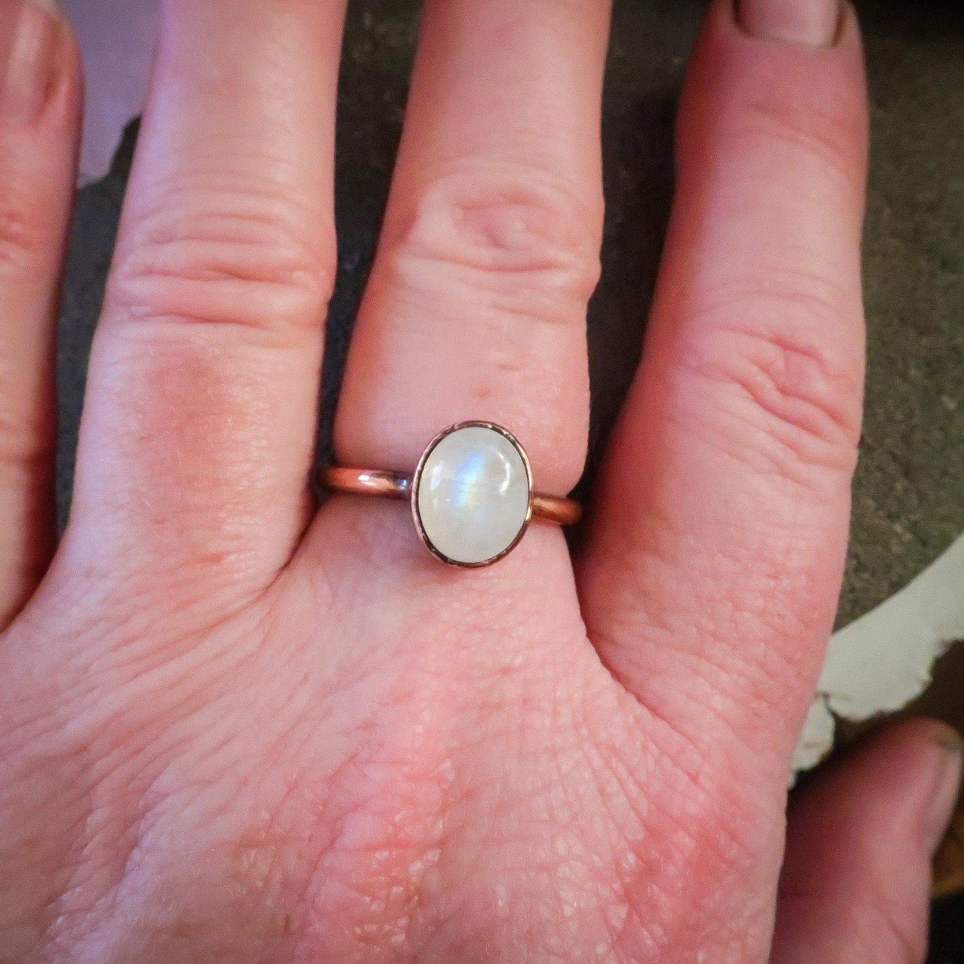 Rainbow Moonstone Ring | Copper | Size 7.5 - Blackbird & Sage