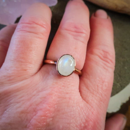 Rainbow Moonstone Ring | Copper | Size 7.5 - Blackbird & Sage