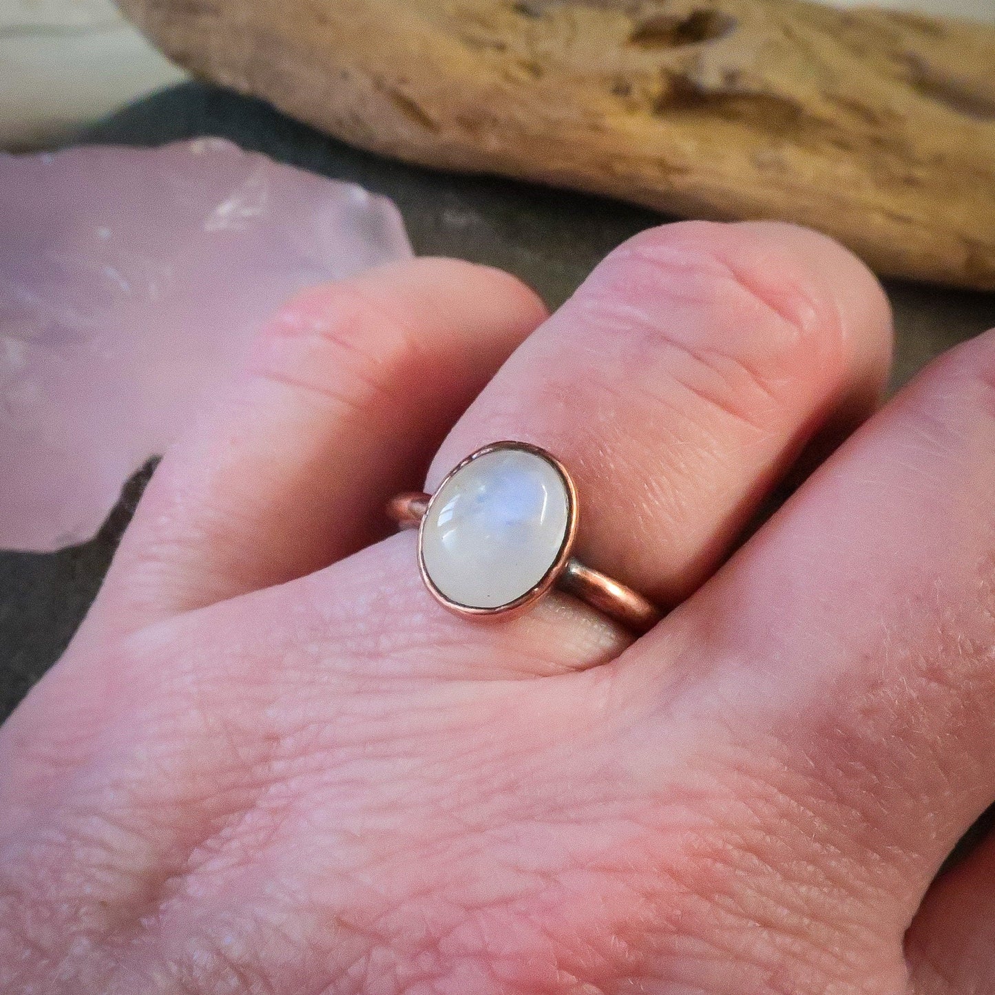 Rainbow Moonstone Ring | Copper | Size 7.5 - Blackbird & Sage