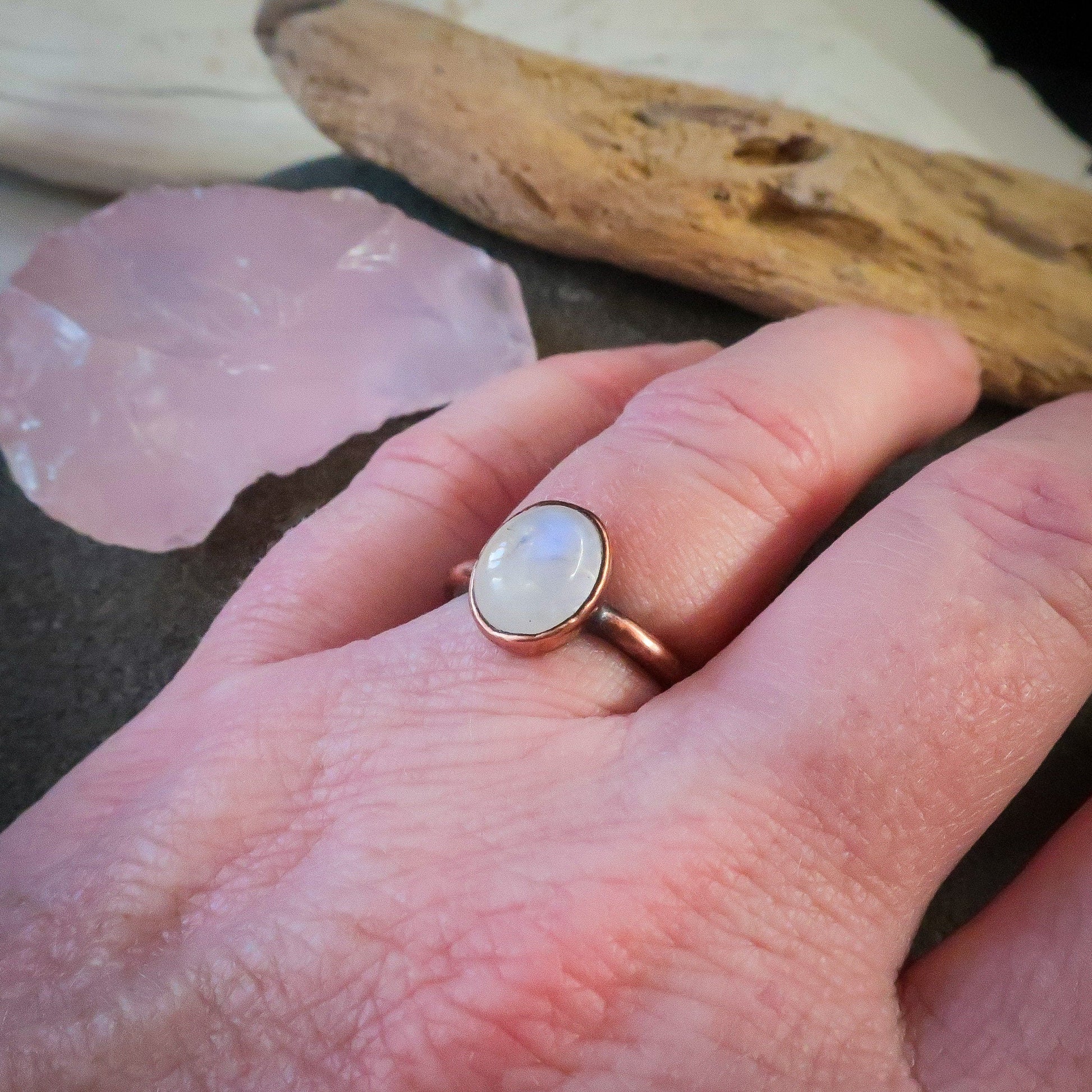 Rainbow Moonstone Ring | Copper | Size 7.5 - Blackbird & Sage