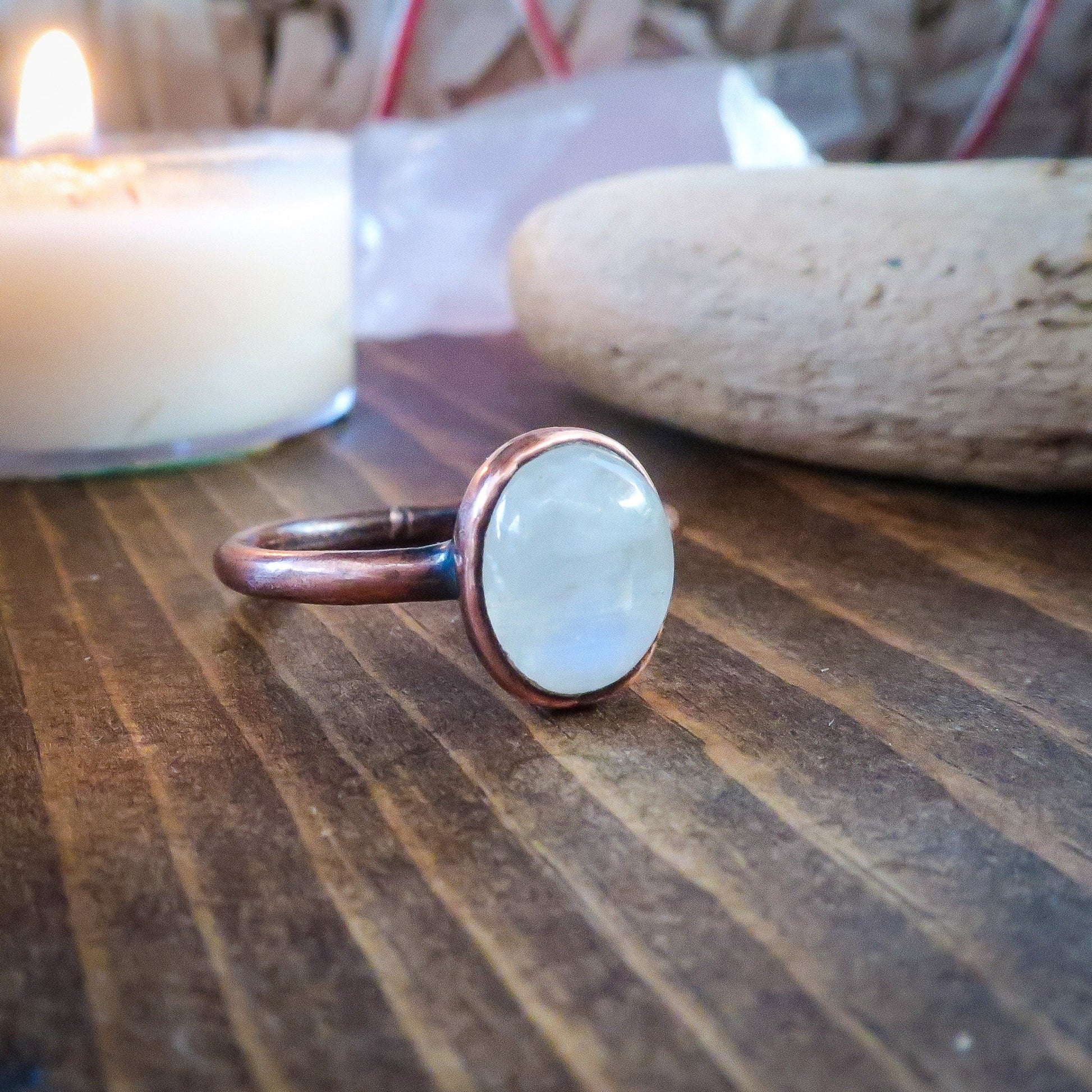 Rainbow Moonstone Ring | Copper | Size 7.5 - Blackbird & Sage