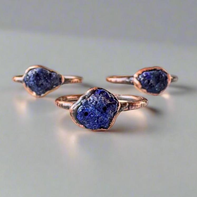 Raw Azurite Ring | Copper - Blackbird & Sage