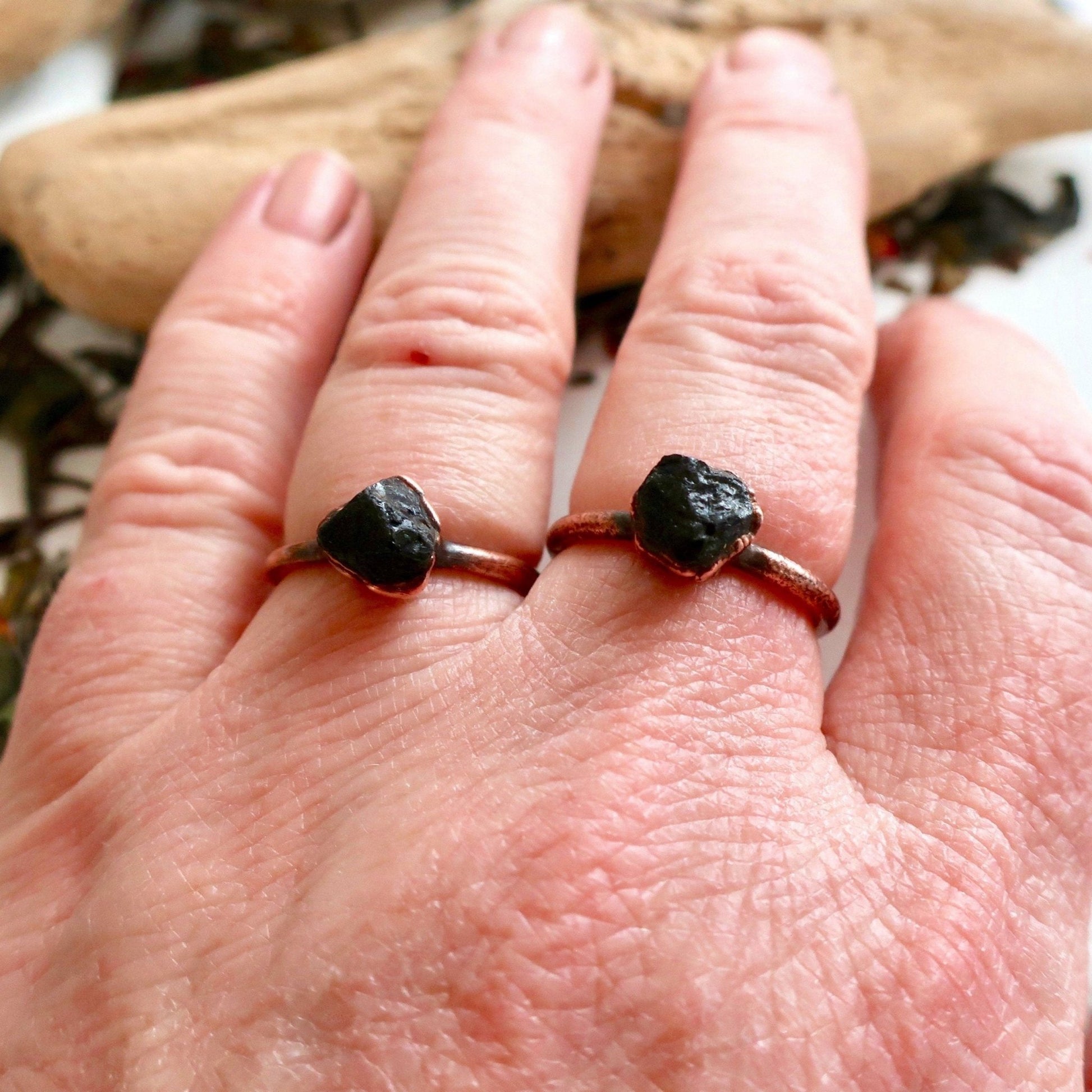 Raw Black Tourmaline Ring | Copper - Blackbird & Sage