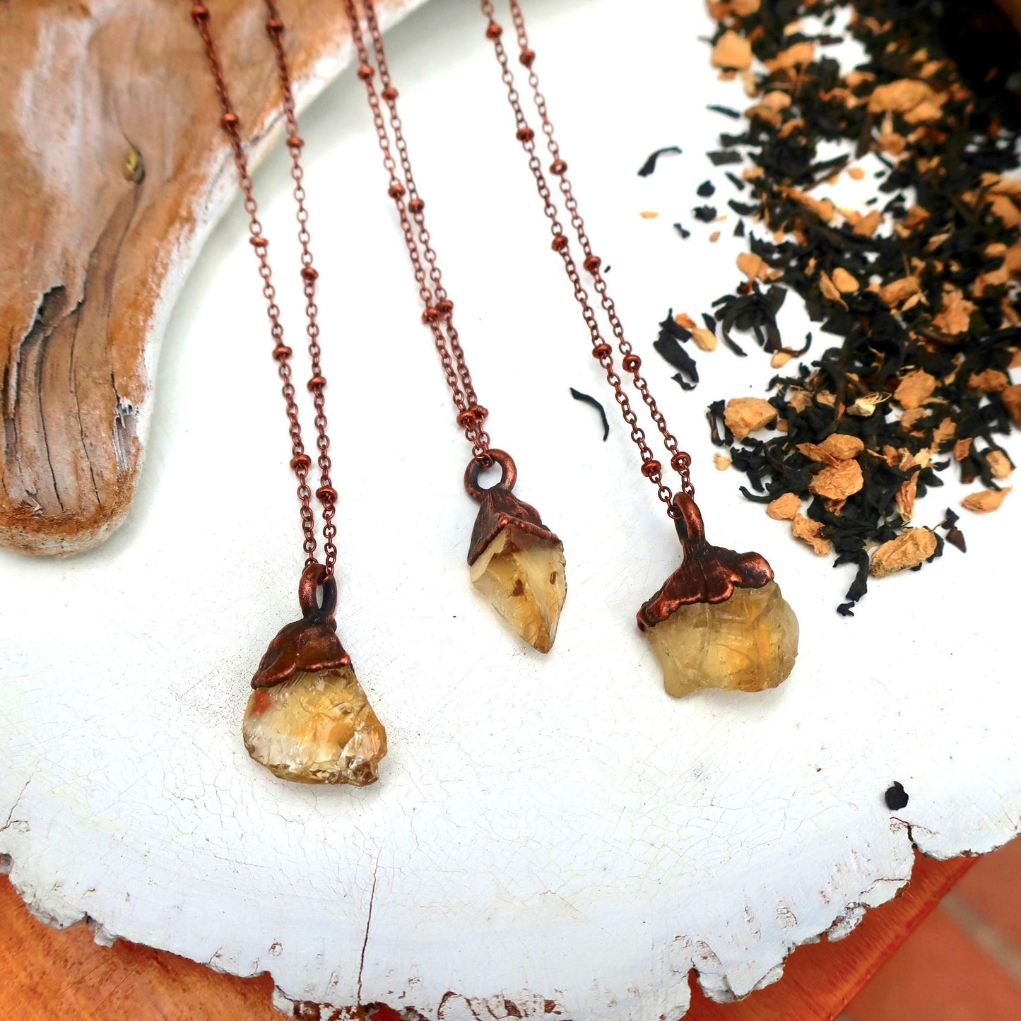 Raw Citrine Copper Necklace - Blackbird & Sage