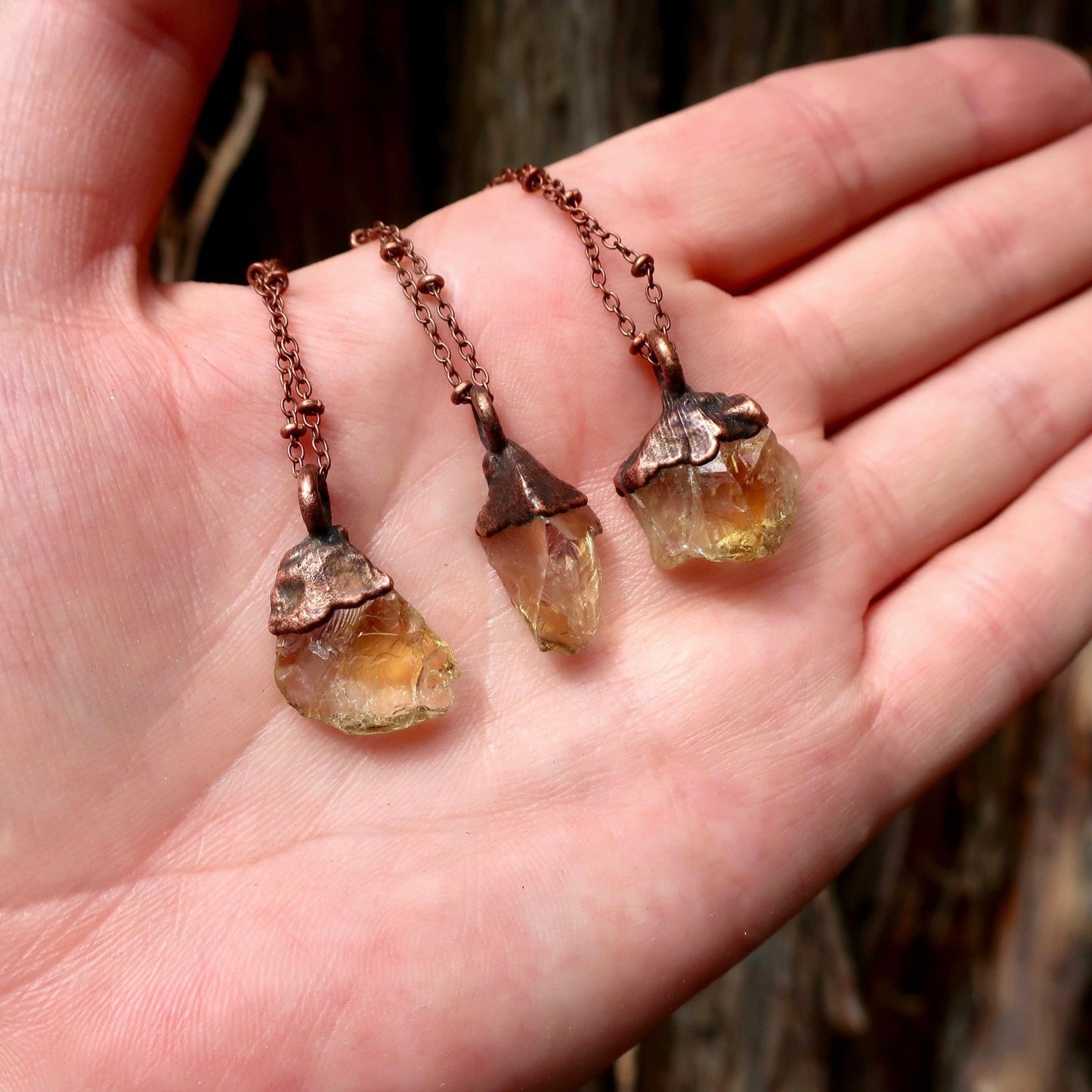 Raw Citrine Copper Necklace - Blackbird & Sage