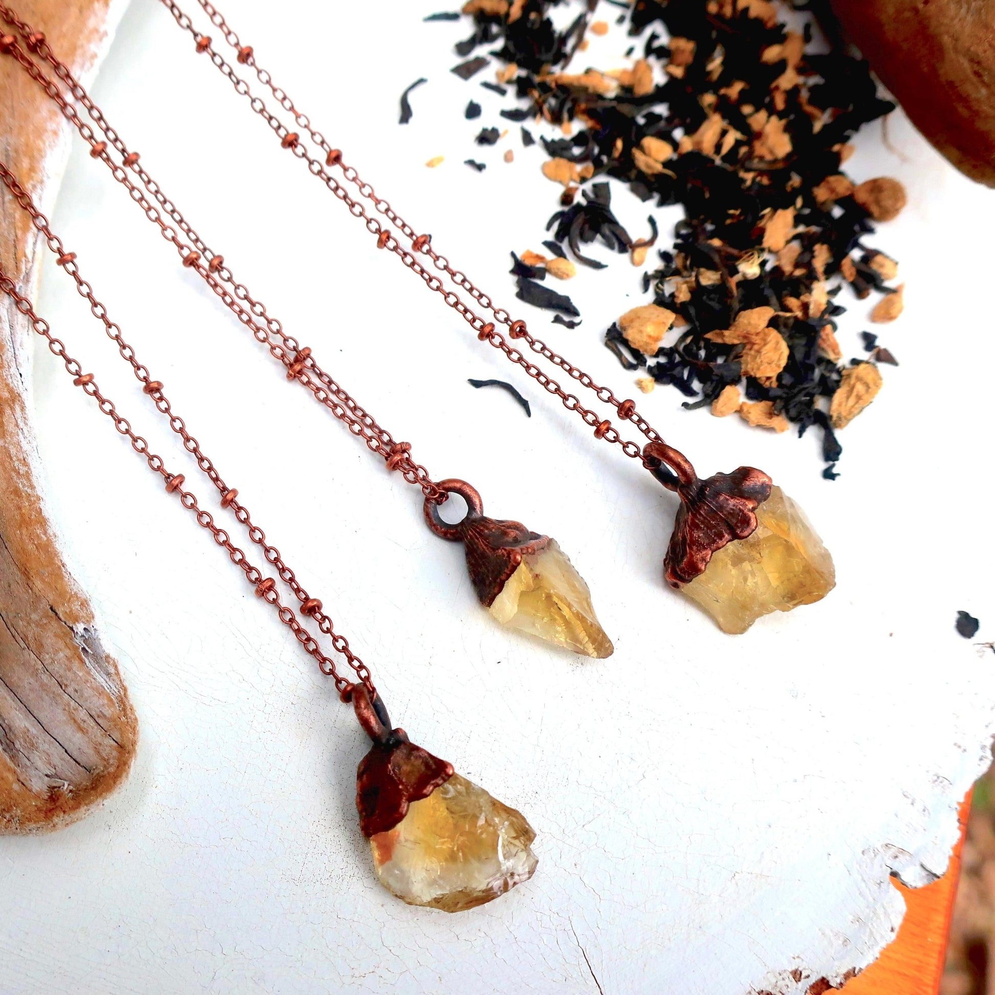 Raw Citrine Copper Necklace - Blackbird & Sage