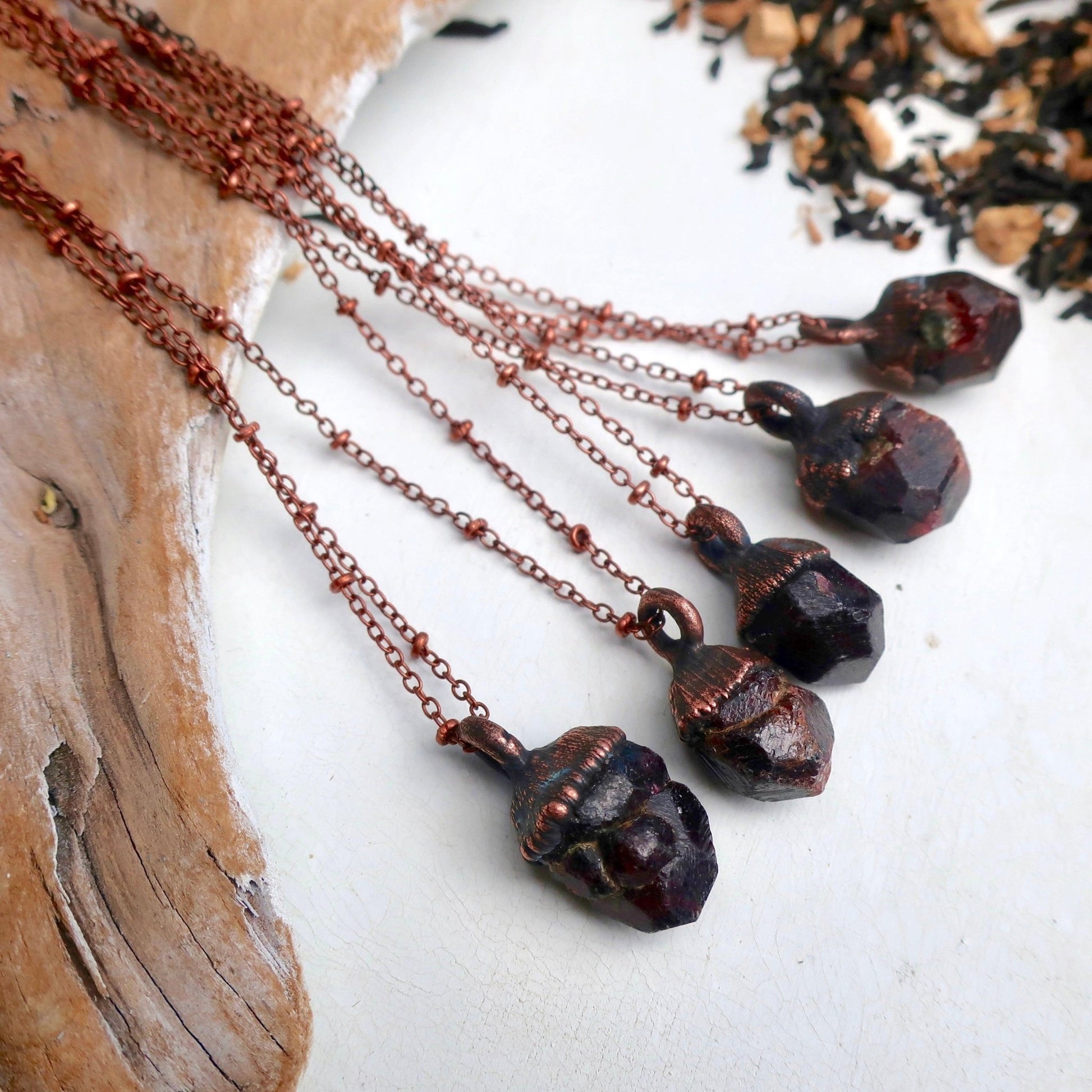 Raw Dodecahedral Garnet Necklace - Blackbird & Sage