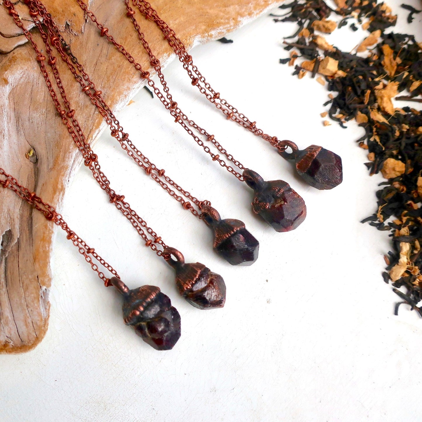 Raw Dodecahedral Garnet Necklace - Blackbird & Sage