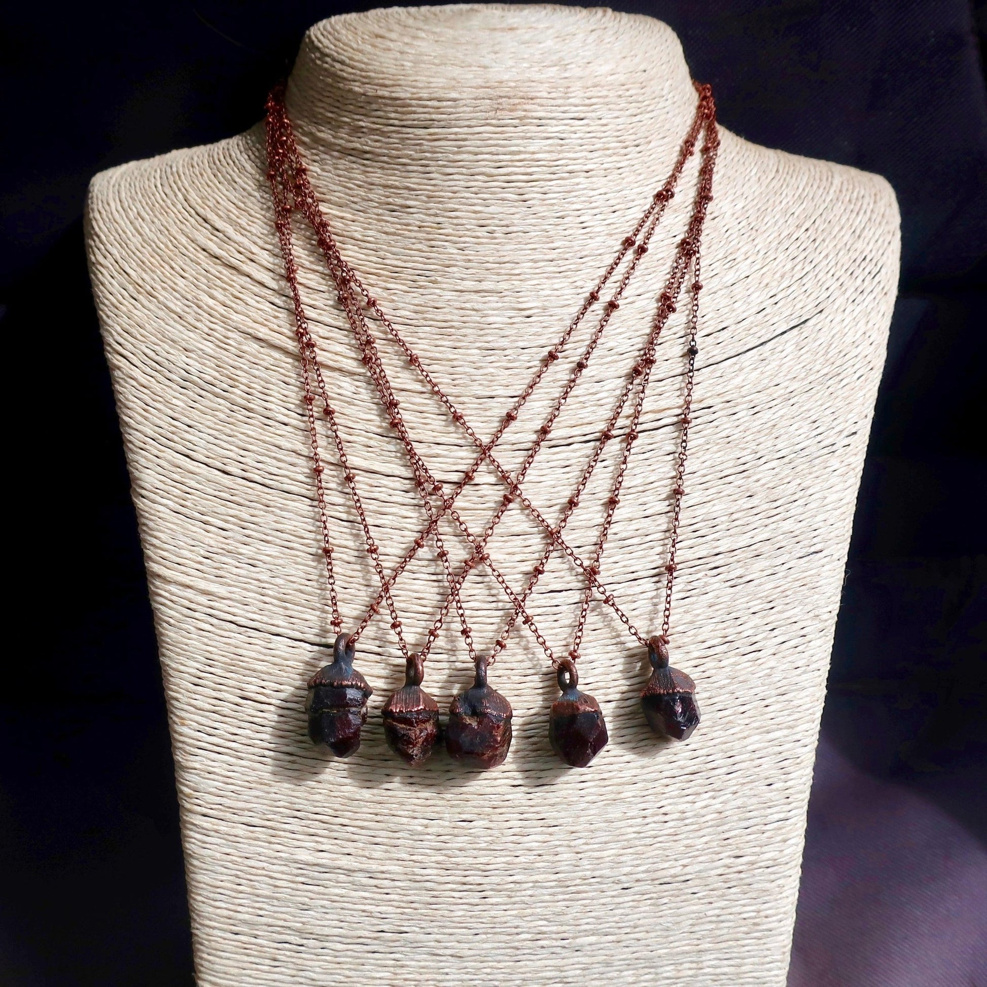 Raw Dodecahedral Garnet Necklace - Blackbird & Sage