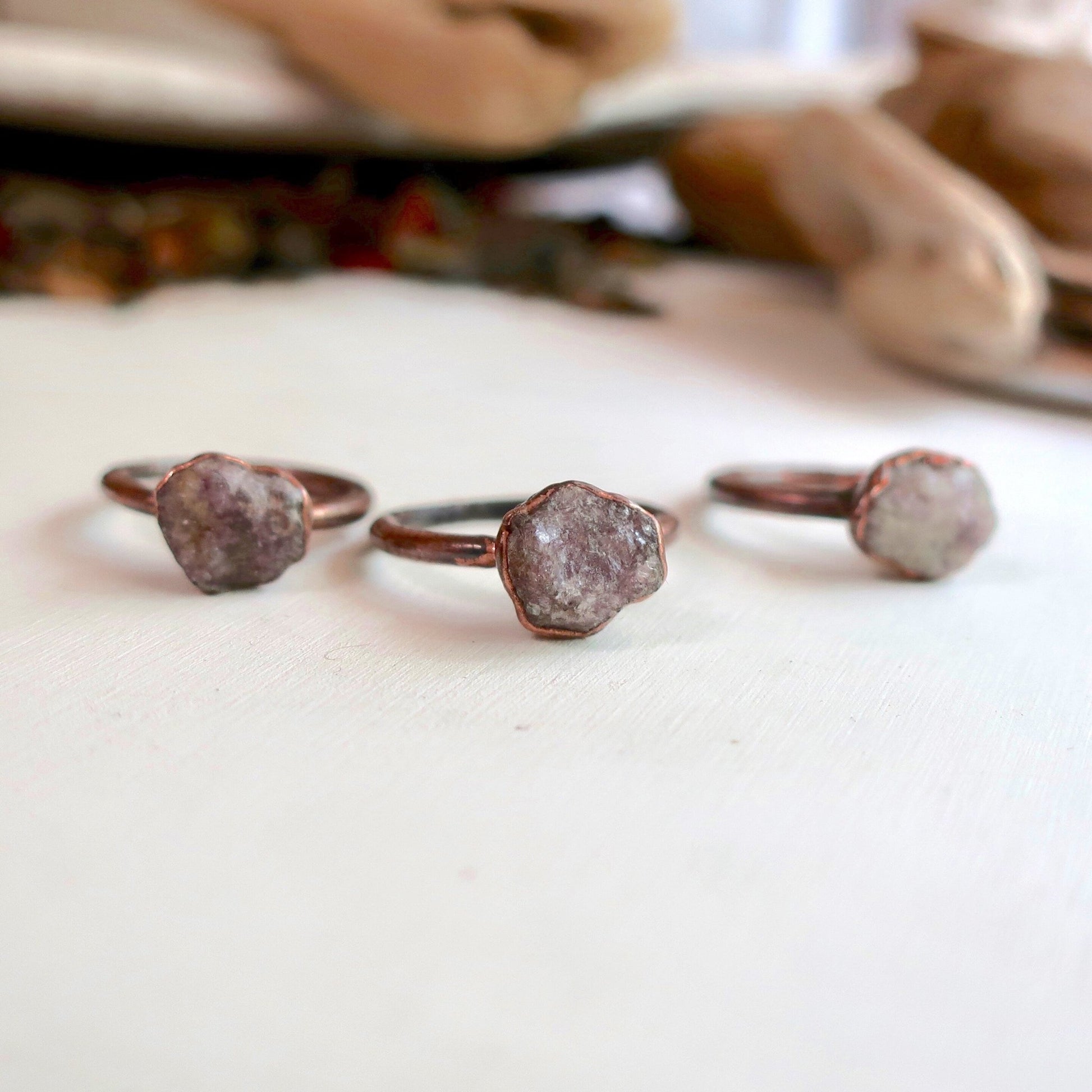 Raw Lepidolite Ring - Blackbird & Sage