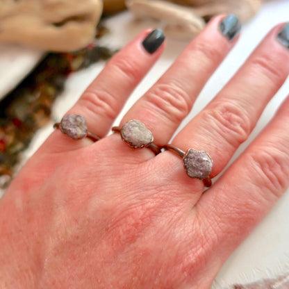 Raw Lepidolite Ring - Blackbird & Sage