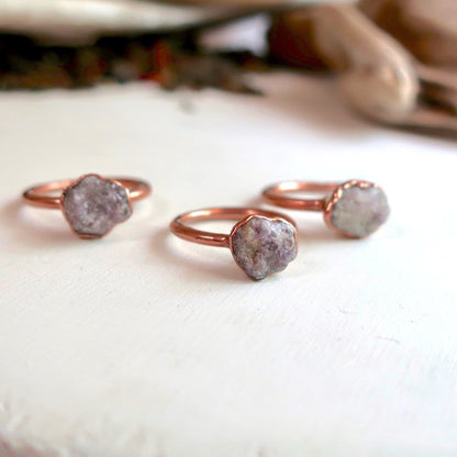 Raw Lepidolite Ring - Blackbird & Sage