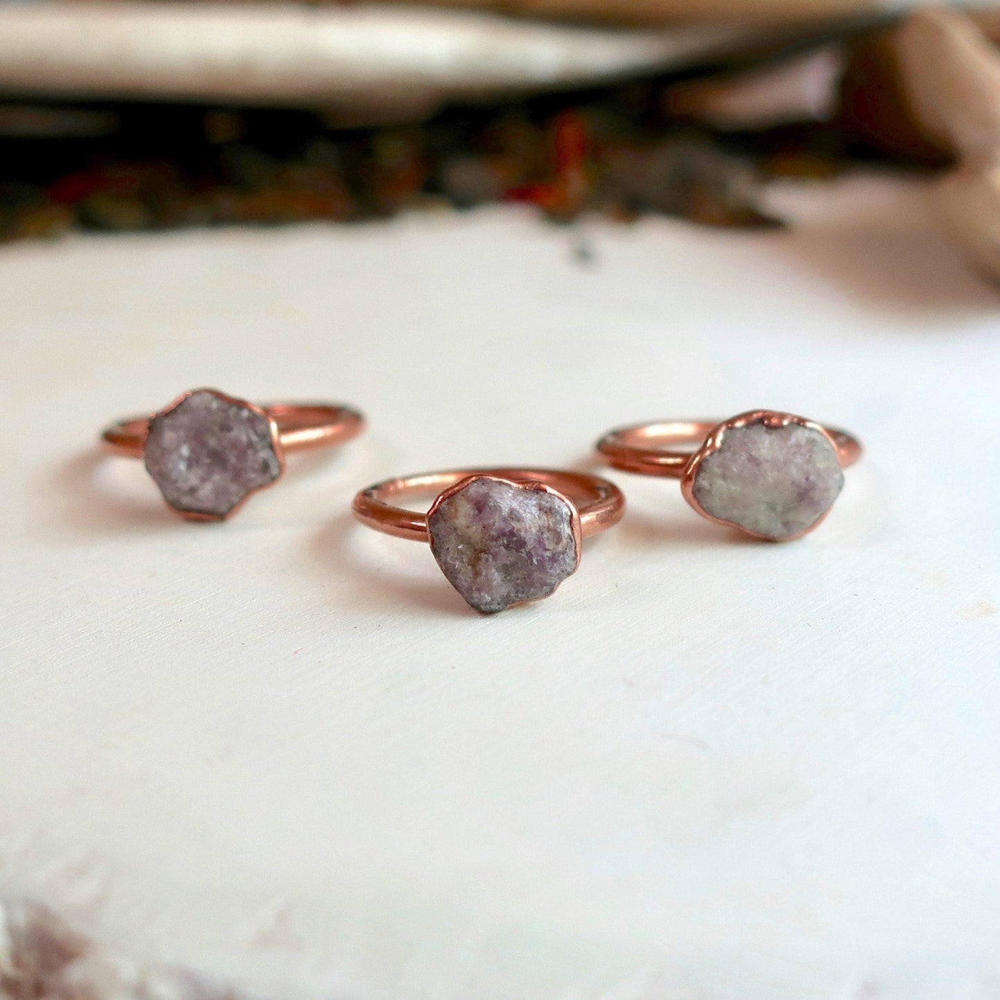 Raw Lepidolite Ring - Blackbird & Sage